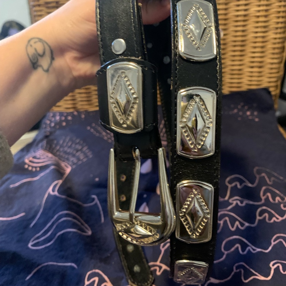 Black and silver western belt- vintage